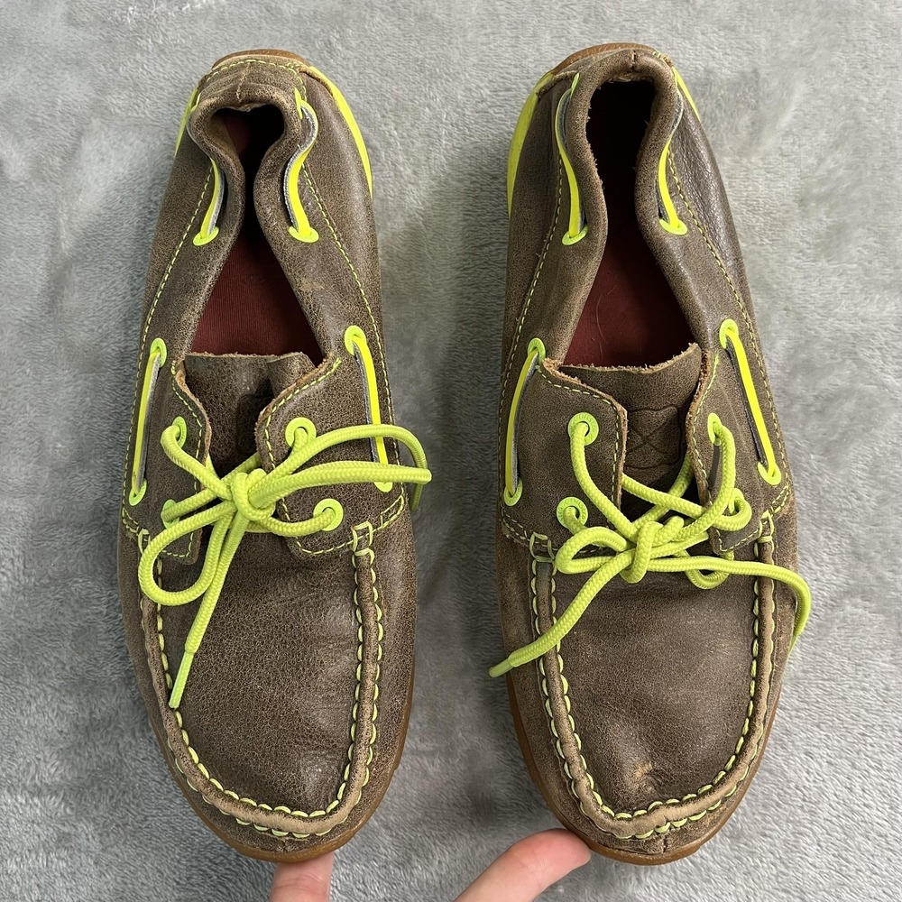 Twisted X Shoes Size 8 Brown Leather Moccasin Casual Neon Trim WDM0010